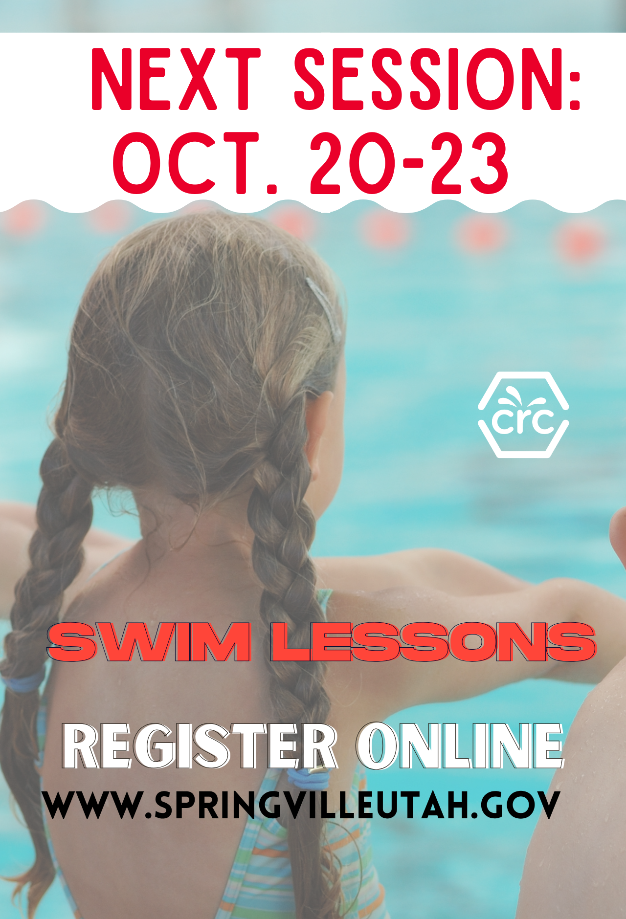 Swim lessons at the Clyde Recreation Center, with the next session October 20–23 and online registration available.