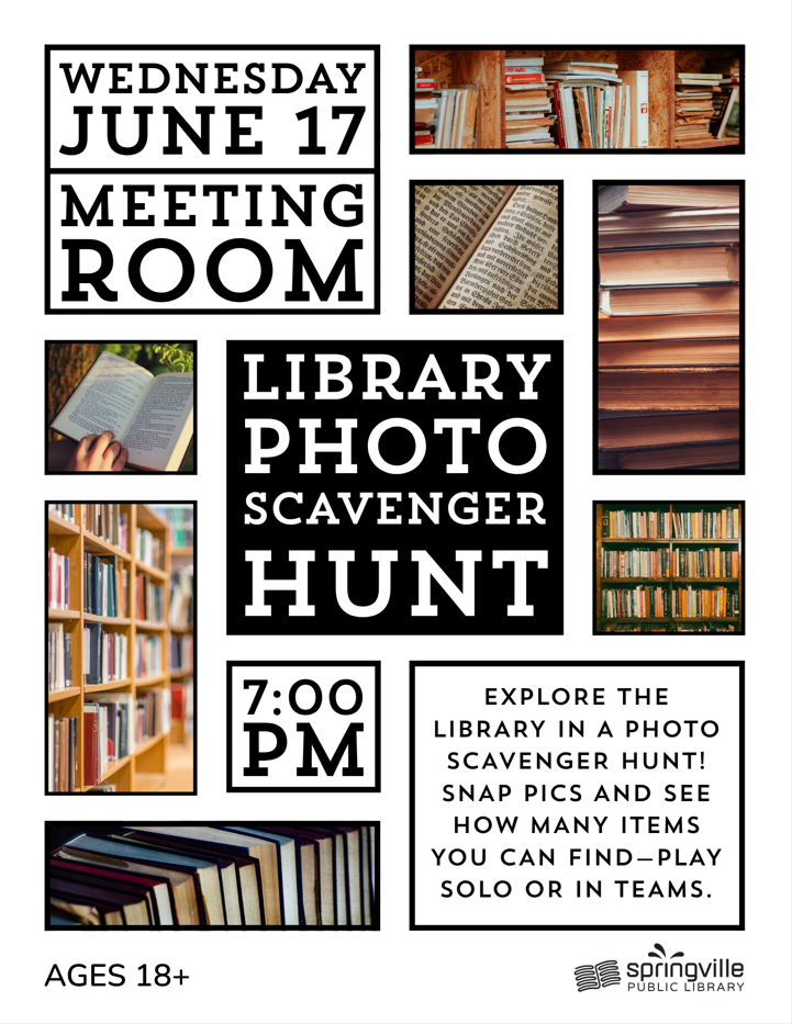 Library Photo Scavenger Hunt - June 17 at 7:00pm
Adult 18+
