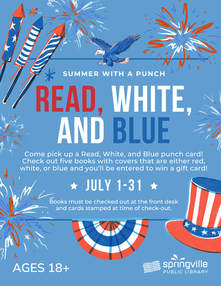 July 1-31 - Summer with a Punch/Read, white and blue - Ages 18+