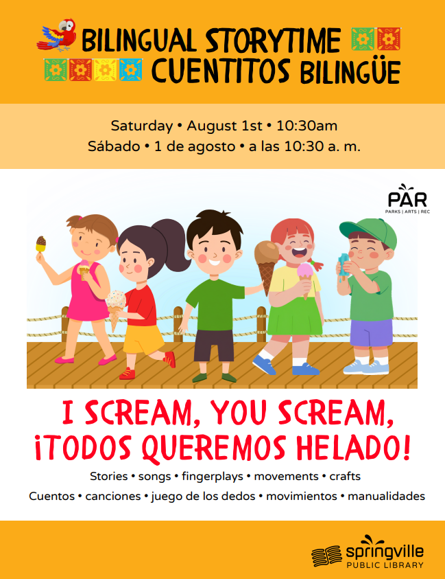 Bilingual Storytime - Cuentitos Bilingüe: Saturday August 1, 10:30am - Sabado 1 de Agosto a las 10:30am
