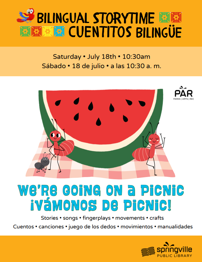 Bilingual Storytime - Cuentitos Bilingüe: July 18th, 18 de julio.