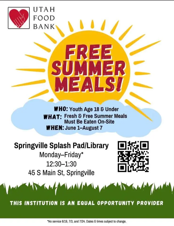 Free Summer Lunches
June 1-August 8 M-F 12:30pm to 1:30pm
Ages 18 and under