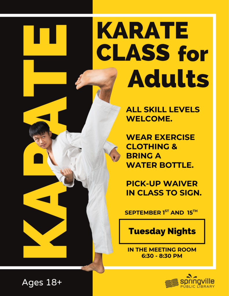 Karate Class for Adults - September 1 & 15 - Tuesday Nights - 6:30pm-8:30pm