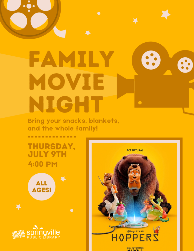 Family Movie Night: Hoppers
Thursday, July 9th @ 4-6 pm
All Ages
