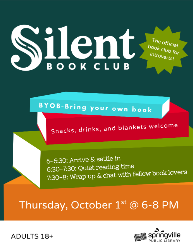 Silent Book Club	October 1st		6-8pm	18+