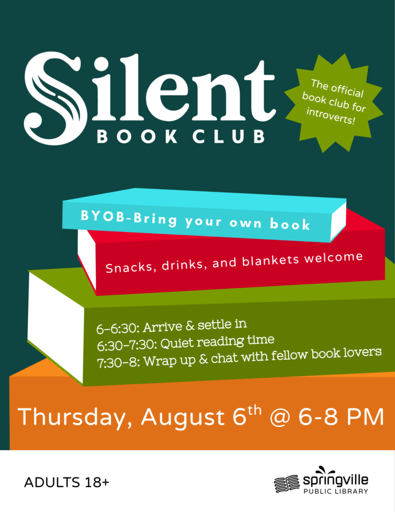 Silent Book Club - August 6 - 6:00pm - Adults 18+