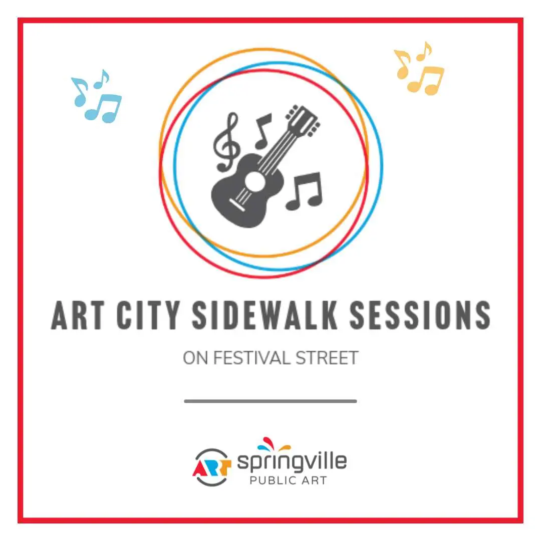 Art City Sidewalk Sessions at Festival Street logo with Springville Public Art branding.
