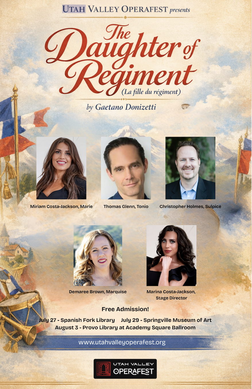 Promotional poster for Utah Valley Operafest's performance of The Daughter of the Regiment.