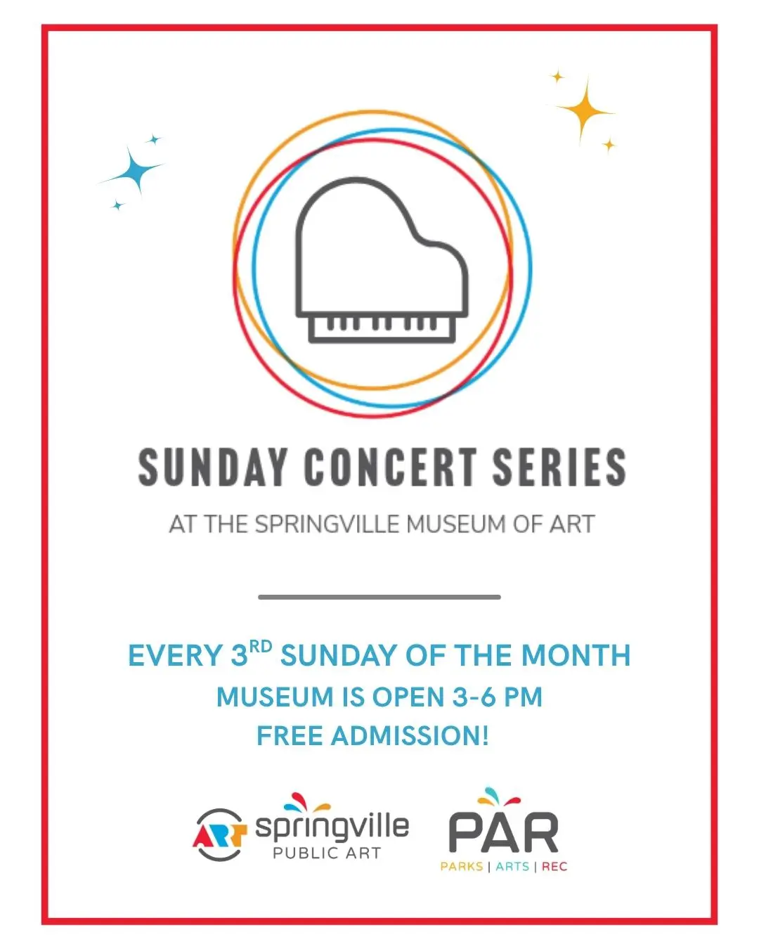 Sunday Concert Series at the Springville Museum of Art, held every third Sunday of the month. Museum open 3–6 p.m. with free admission.